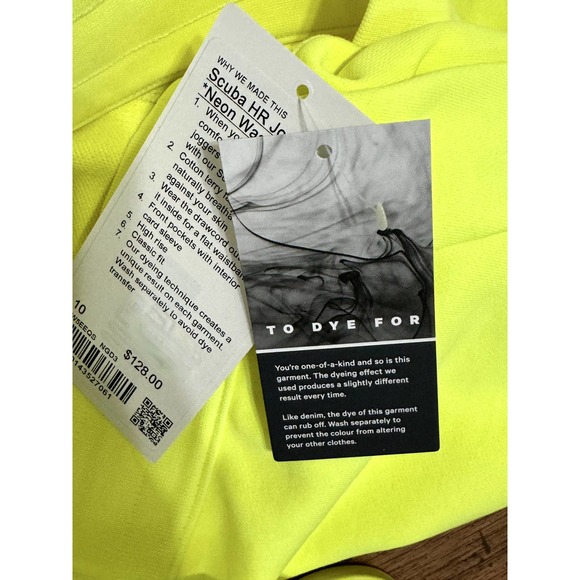 NWT Lululemon Scuba HR Jogger Neon Wash Yellow Size 10 - Picture 6 of 6